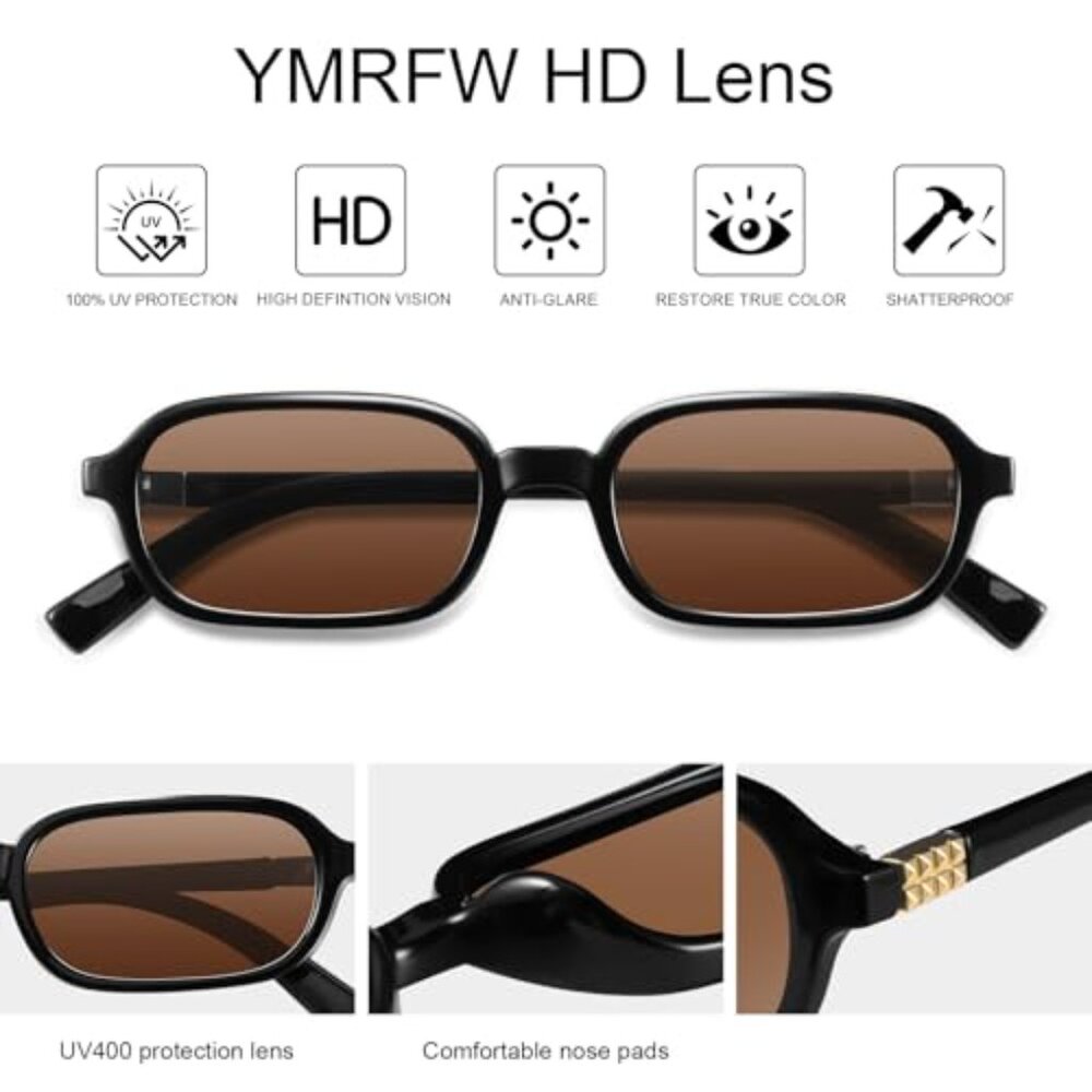 Retro Rectangular Sunglasses Narrow Frame UV Prot… - image 7